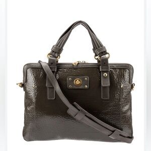 Marc Jacobs embossed gray patent leather laptop purse bag